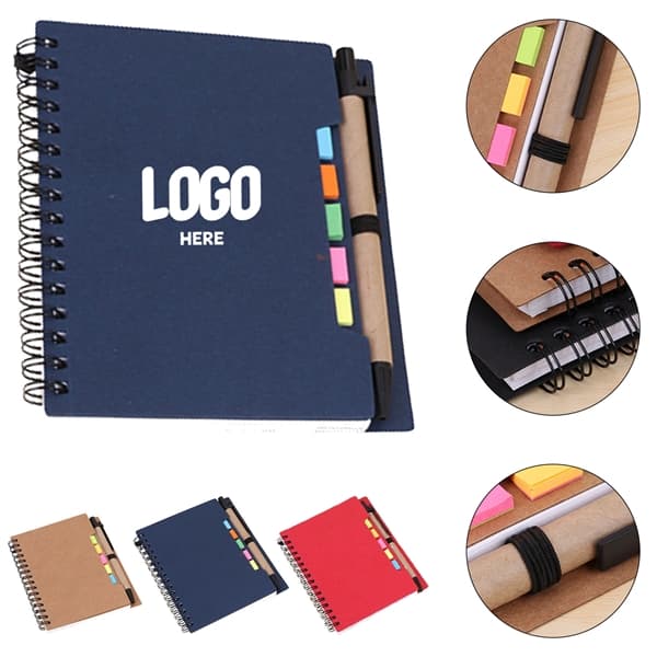 Spiral Steno Notebook With Sticky Notes & Pen