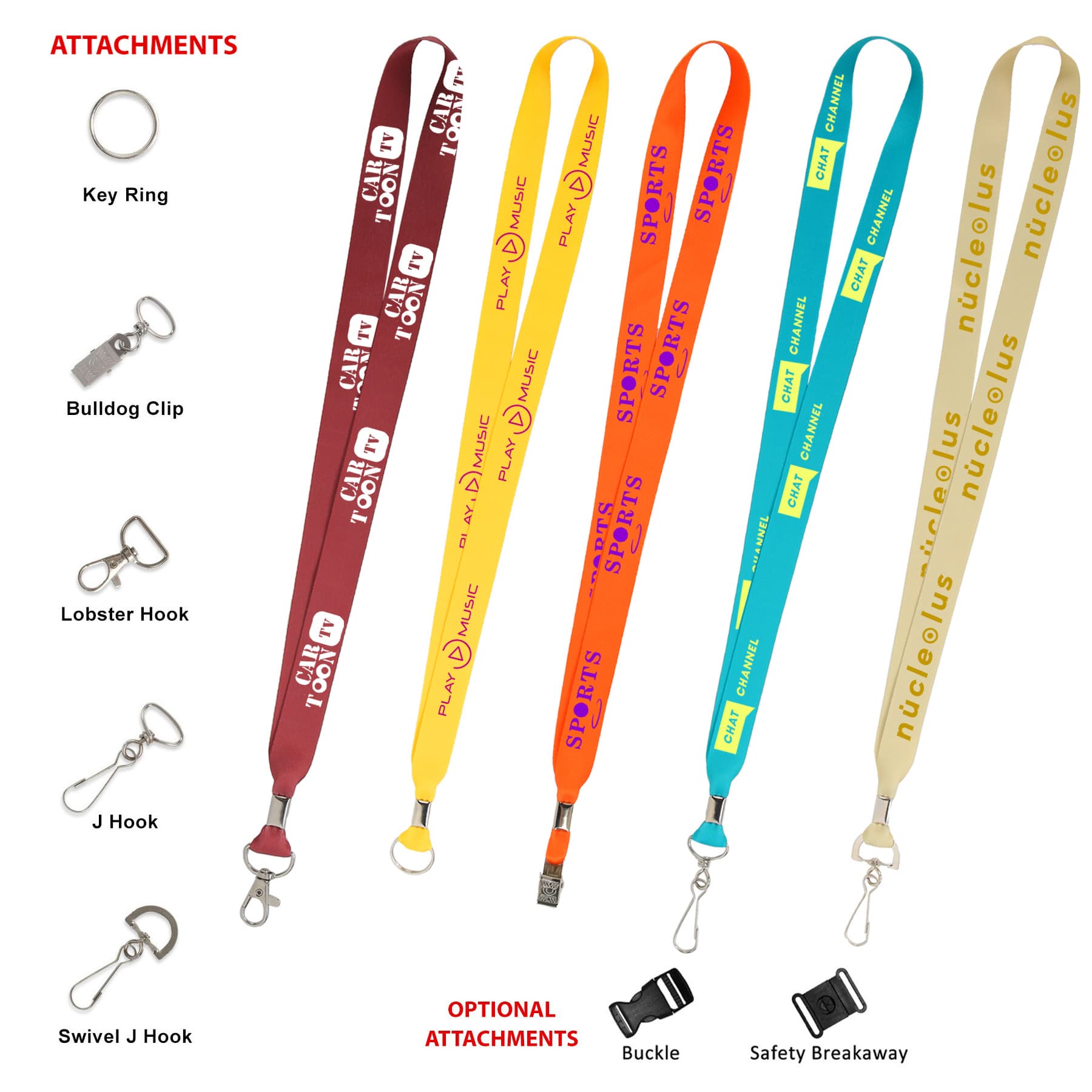 3/4’’ Full Color Dye-Sublimated Lanyard W/ Metal Crimp & Optional Clamp